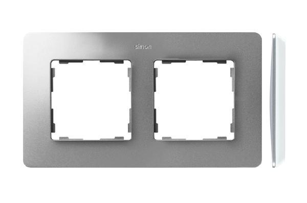 SIMON 82 DETAIL ORIGINAL ramka 2-kr. aluminium/podstawa biały