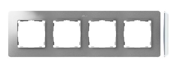 SIMON 82 DETAIL ORIGINAL ramka 4-kr. aluminium/podstawa biały