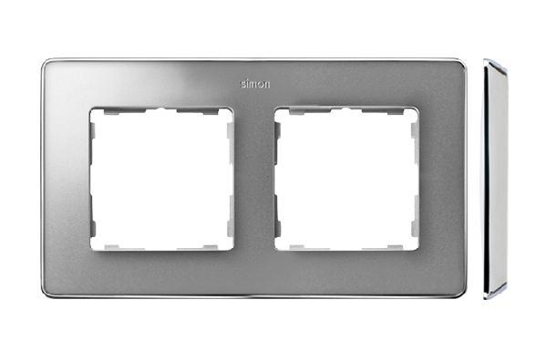 SIMON 82 DETAIL SELECT ramka 2-kr. aluminium/podstawa chrom
