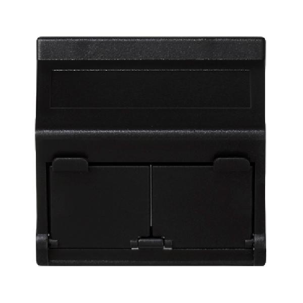 K45 plakietka teleinformatyczna K45 do adapterów MD podwójna skośna z osłonami 45x45mm szary grafit
