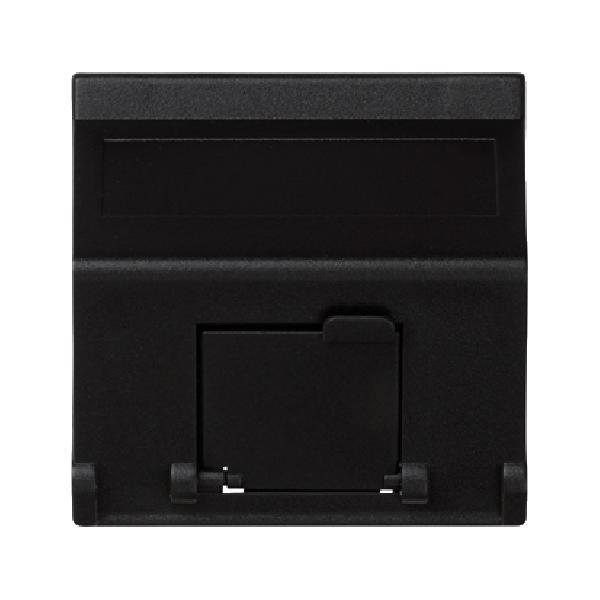 K45 plakietka teleinformatyczna K45 do adapterów MD pojedyncza skośna z osłonami 45x45mm szary grafit