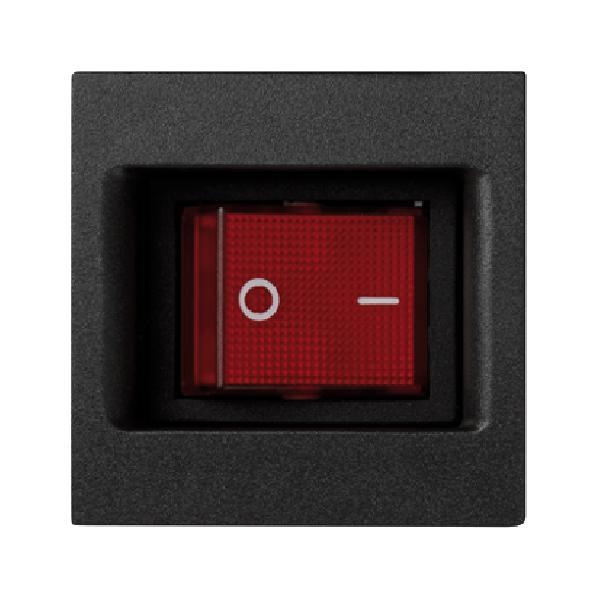 K45 łącznik dwubiegunowy K45 z sygnalizacją załączenia czerwony 16A 250V 45x45mm szary grafit