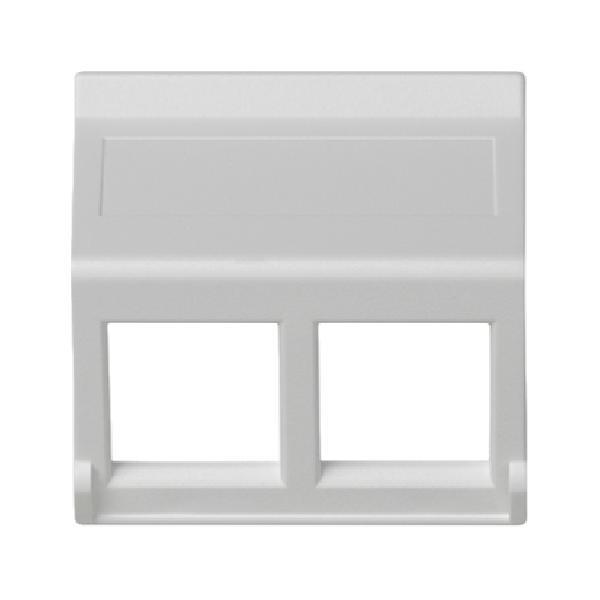 K45 plakietka teleinformatyczna K45 do adapterów MD podwójna bez osłon skośna 45x45mm czysta biel