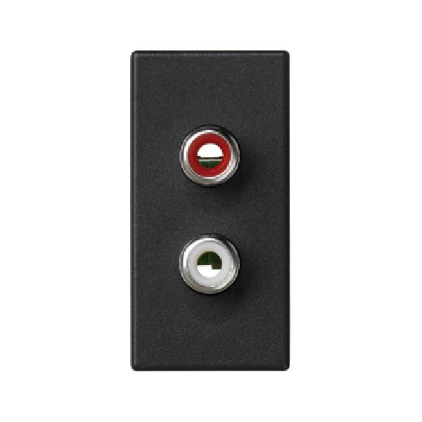 K45 płytka K45 złącza 2xRCA (CINCH) 45x22,5mm szary grafit