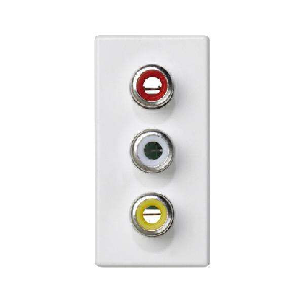 K45 płytka K45 złącza 3x RCA (CINCH) 45x22,5mm czysta biel