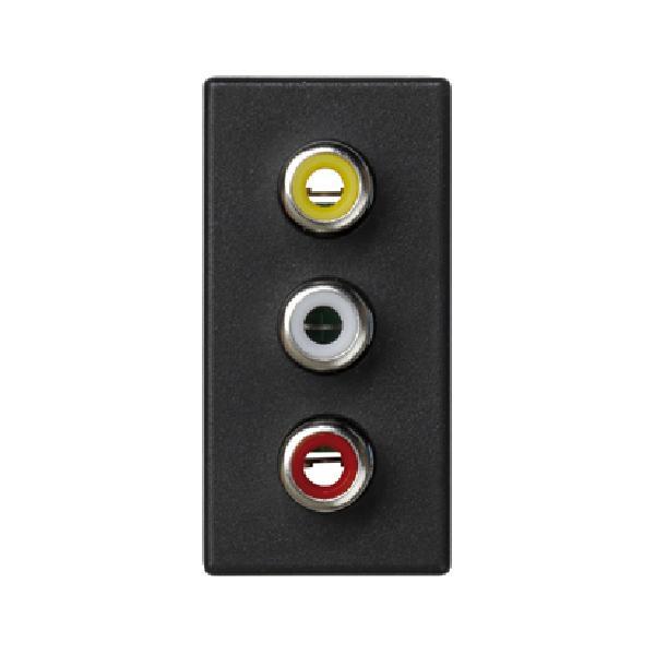 K45 płytka K45 złącza 3x RCA (CINCH) 45x22,5mm szary grafit