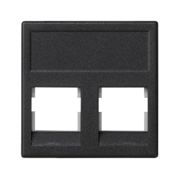 K45 plakietka teleinformatyczna K45 keystone podwójna bez osłon płaska uniwersalna 45x45mm szary grafit