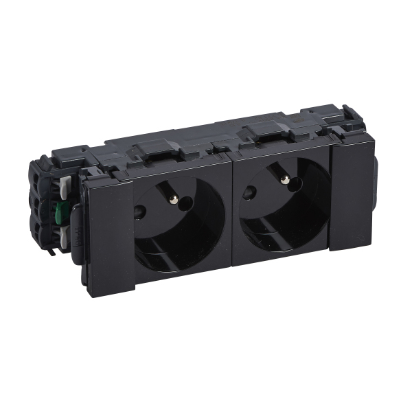 gniazdo M45 DLP podwójne 16A 2-mod.z/u czarne RAL9017