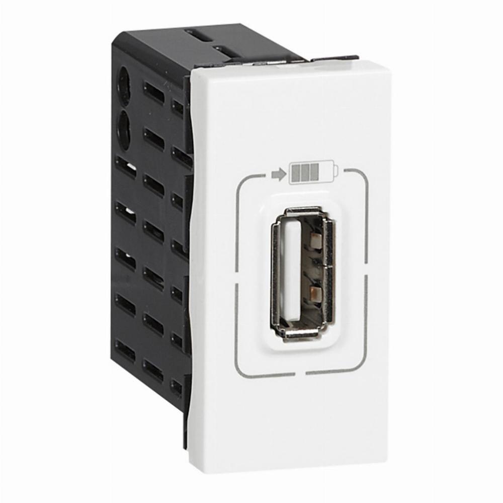 gniazdo M45:1M zasilajace 5V USB biały USB 230V/5V