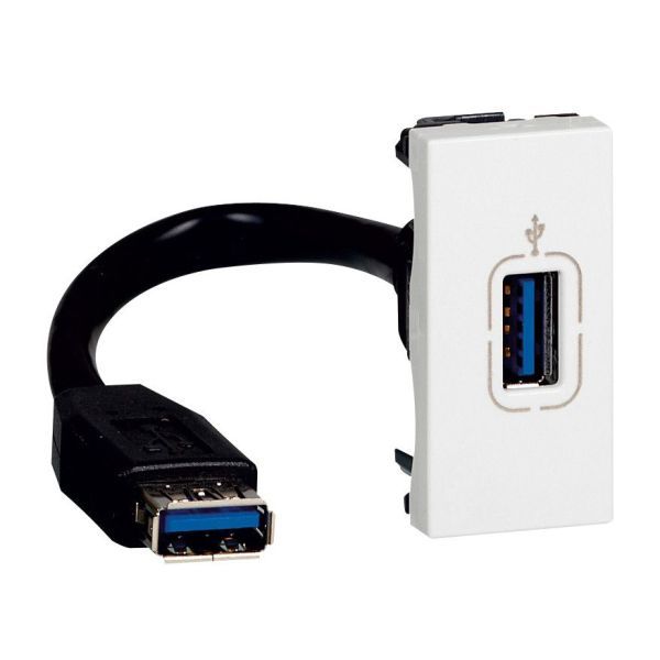 gniazdo M45 USB z przewodem 1mod białe USB 3.0