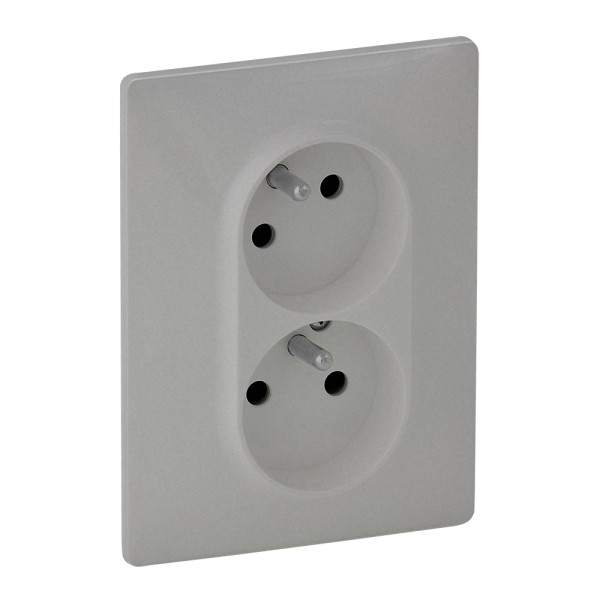 gniazdo VALENA LIFE 2X2P+Z bez przeslony aluminium LEG-753387