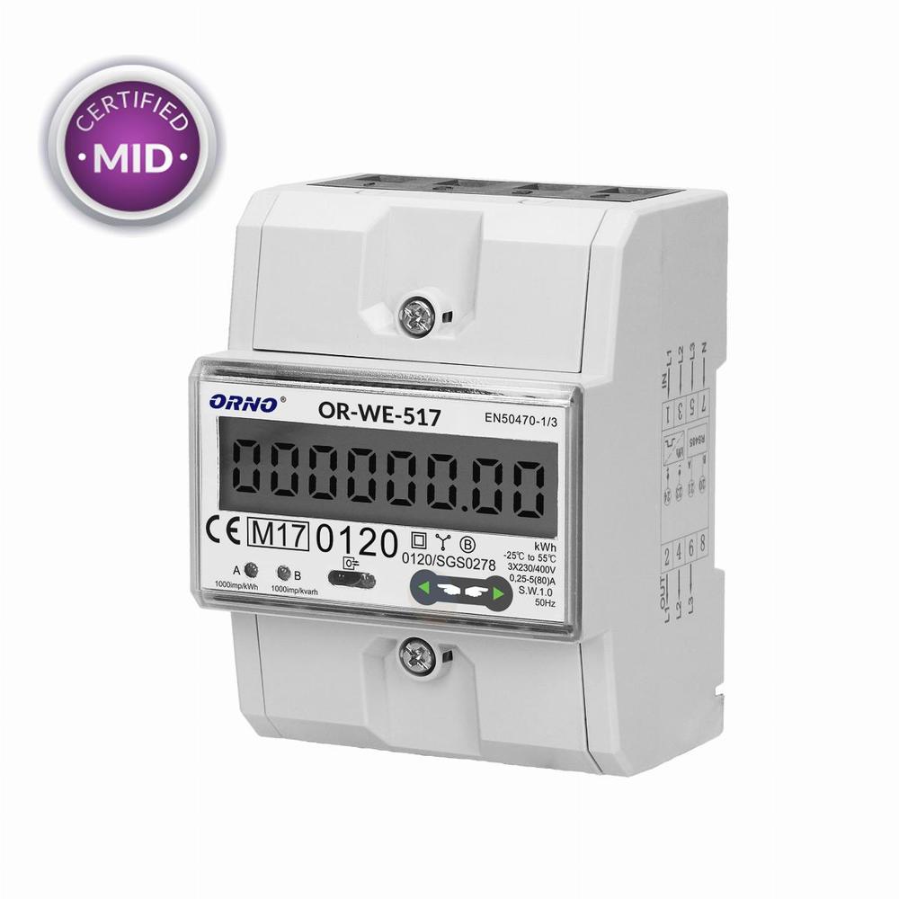 licznik energi elektrycznej 3 fazowy 80A RS485MID OR-WE-517 wielotaryfowy