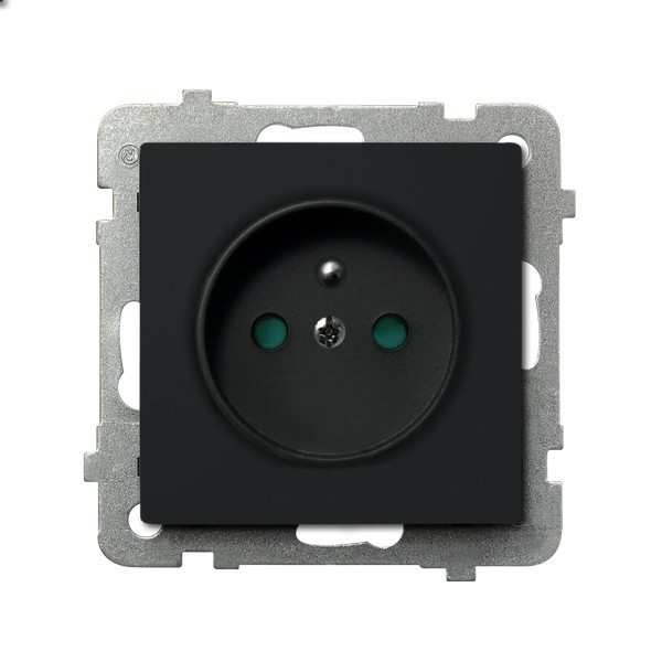 gniazdo SONATA pojedyncze z/u czarne metalowe GP-1RZP/m/33