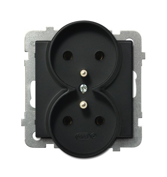 gniazdo SONATA podwójne z/u b/r czarne GP-2RRZ/m/33 1088