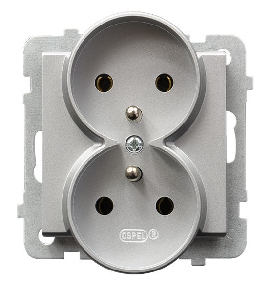 gniazdo SONATA podwójne z/u b/r srebrne metalowe GP-2RRZ/m/38 1088