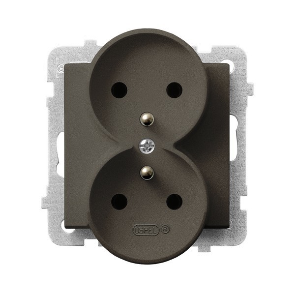 gniazdo SONATA podwójne z/u b/r czekolad.metalowe GP-2RRZ/M/40 1088