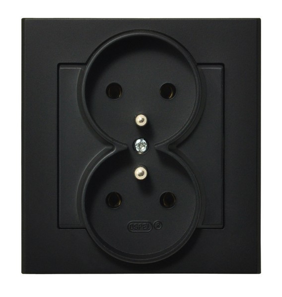 gniazdo SONATA podwójne z/u czarne metalowe GP-2RZ/33