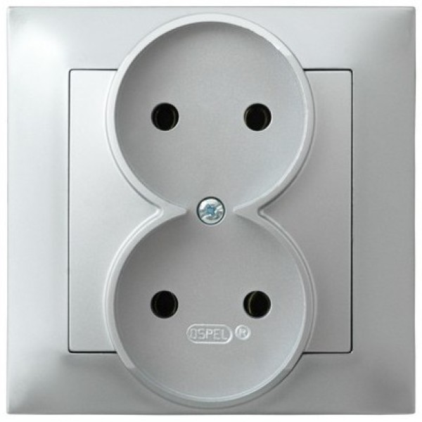 gniazdo IMPRESJA podwójne b/u srebrne GP-2Y/18 1020