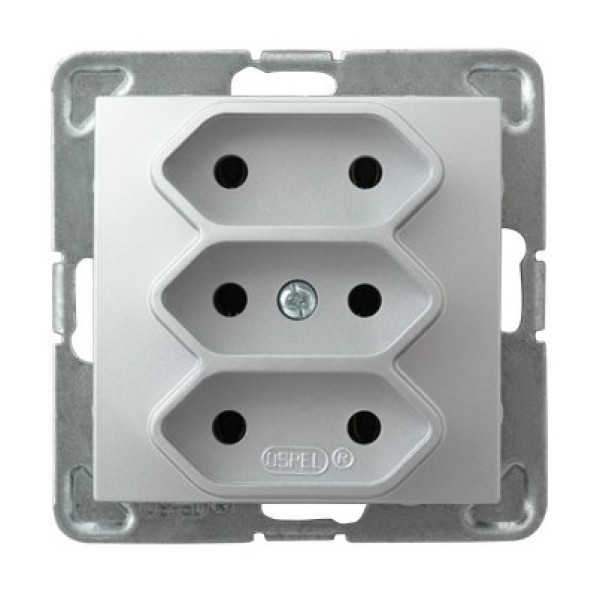 gniazdo IMPRESJA potrójne b/r srebrne GP-3Y/m/18 1025