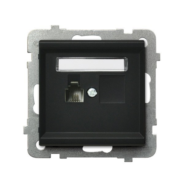 gniazdo SONATA pojedyncze telefoniczne b/r czarne metalowe GPT-1R/m/33
