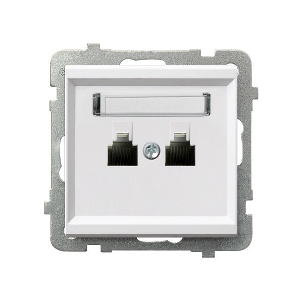 gniazdo SONATA telefoniczne podwójne b/r białe GPT-2RR/m/00 1099