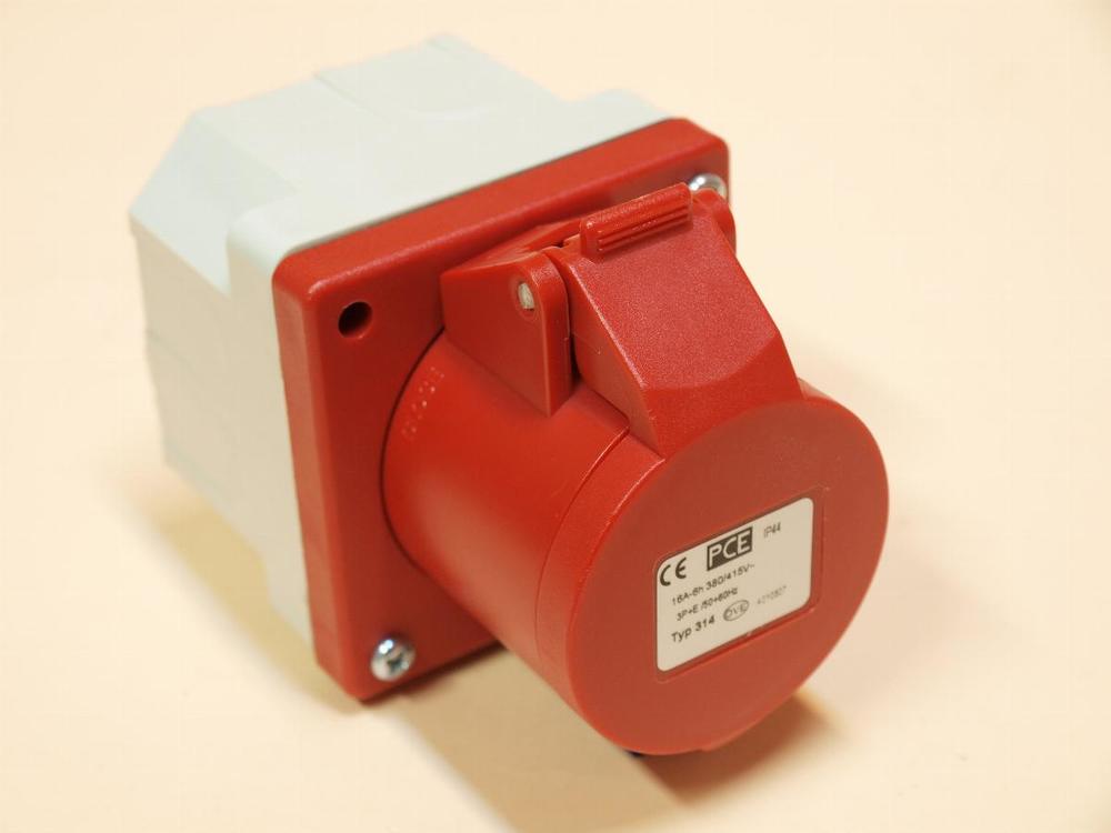gniazdo siłowe tablicowe proste z puszką p/t 16A/4P 400V 3P+Z IP44