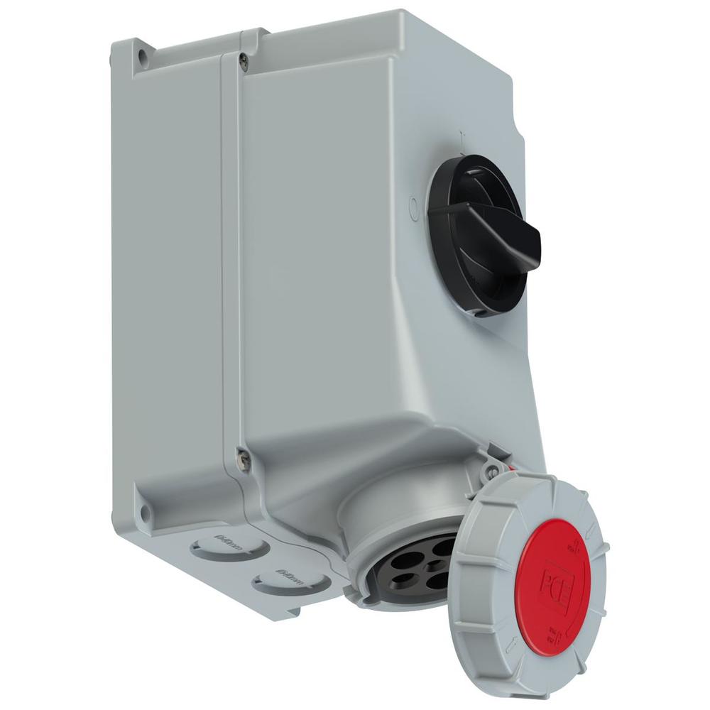 gniazdo z wylacznikiem 0-1 duze 63A/5P 400V 3P+Z+N IP67 blokada mechaniczna