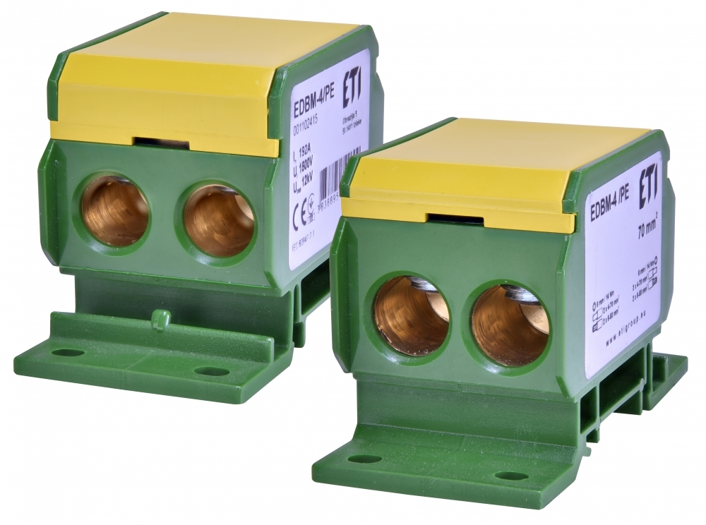 blok rozdzielczy EDBM-4/PE 192A (2x4-70mm2)/2x4-70mm2) żółto-zielony