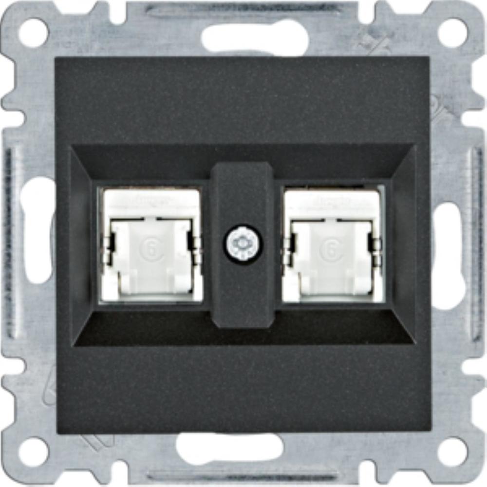 gniazdo komputerowe podwójne LUMINA RJ45 kat.6 FTP, czarny