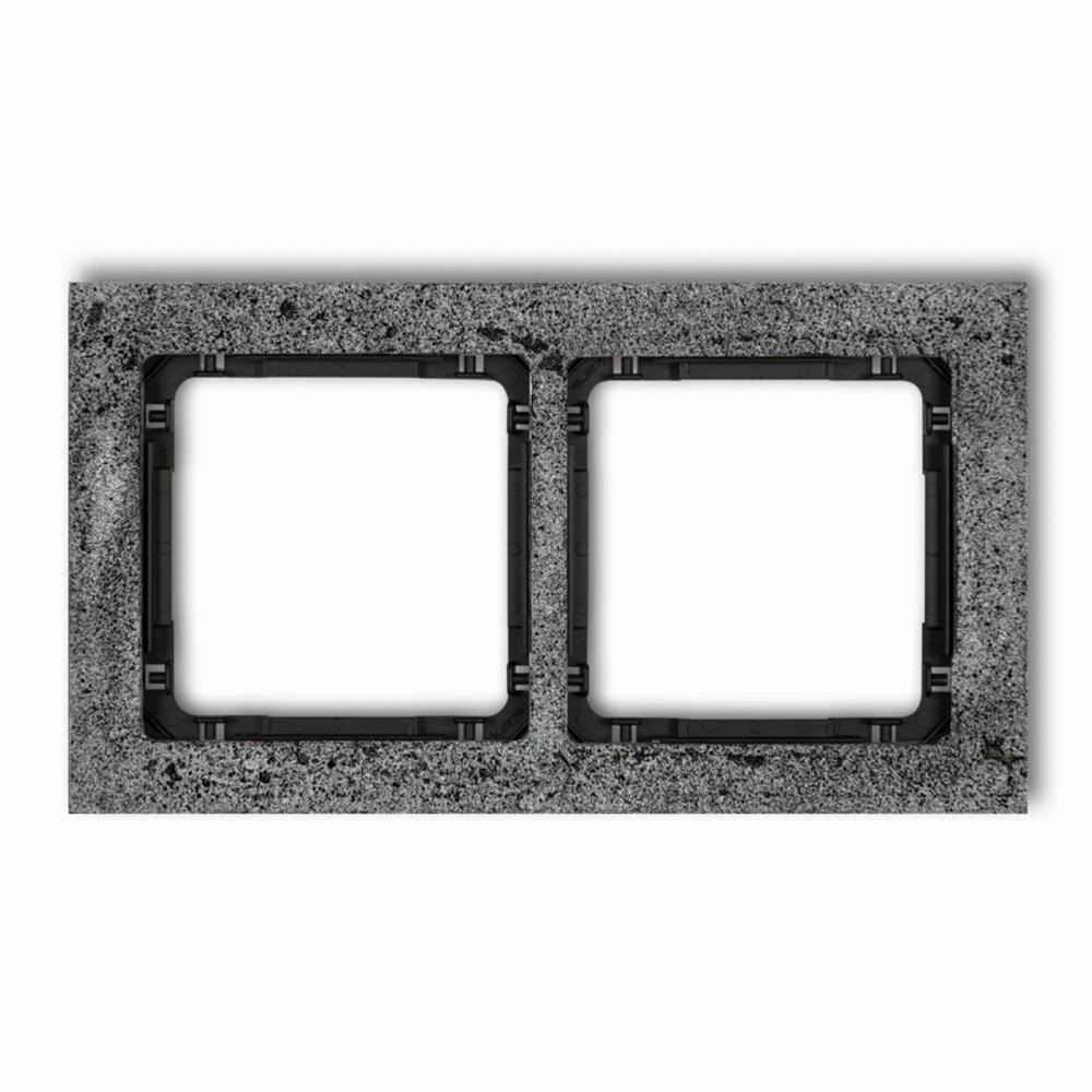 ramka DECO uniwersalna podwójna - beton (ramka: antracytowa; spód: czarny)