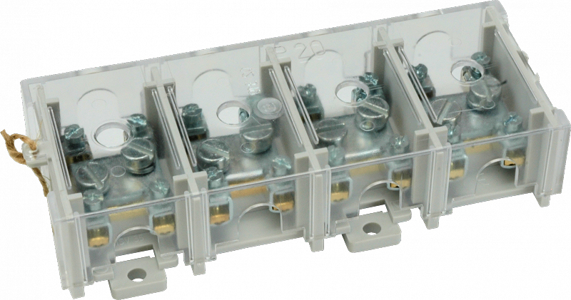 odgałęźnik instalacyjny LZ4*25/6P 4-torowy 25mm2/4x6mm2 na TS35 z pokrywą szary