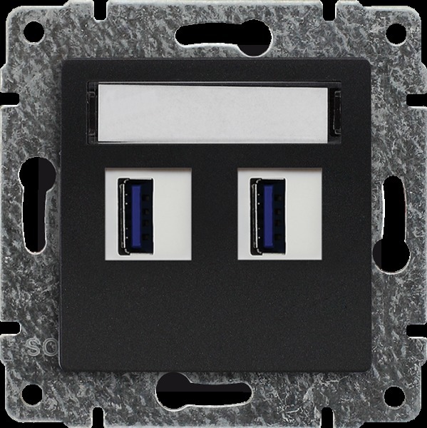 ładowarka USB podwójna VENA 2x 5V 2A USB, IP20, ANTRACYT