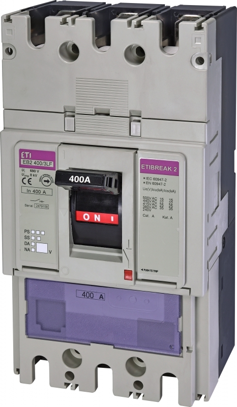 EB2 400/3LF 400A 3p Wyłącznik mocy 3P, 25kA, wyzw. TM (bez regulacji)