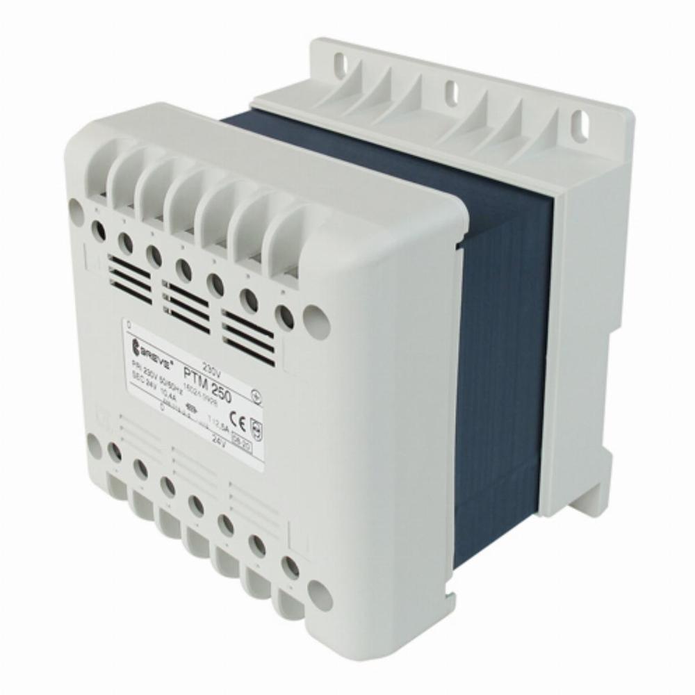transformator PTM 250 230/ 24V jednofazowy IP21 na szynę DIN TH-35 w obudowie