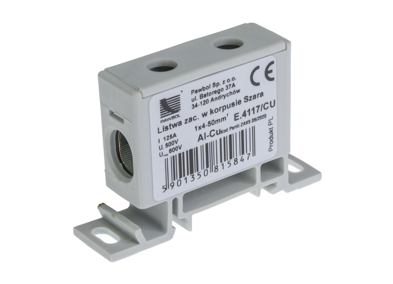 Listwa zaciskowa w korpusie 1x50mm2 szara