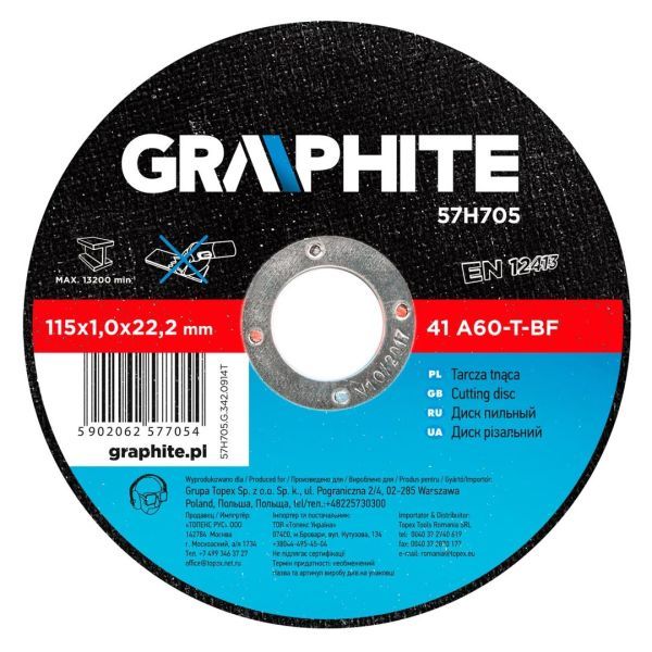 Tarcza tnąca do metalu 115 x 1.0 x 22.2 mm, 41 A60-T-BF