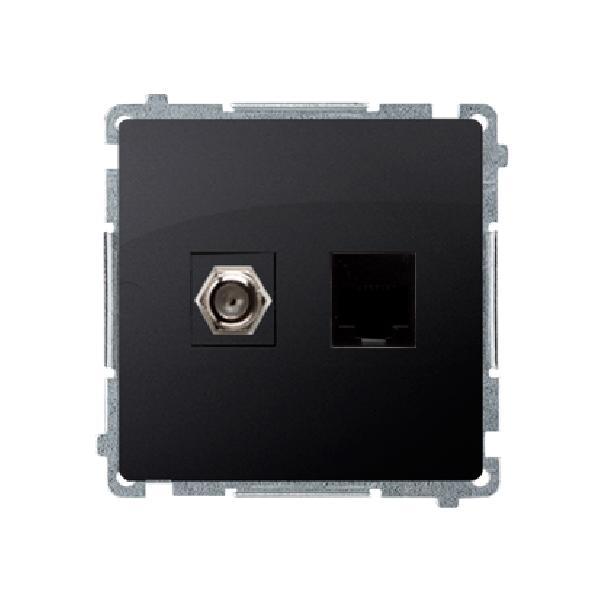 SIMON BASIC gniazdo antenowe typu F + komputerowe RJ45 kat.6 (moduł) grafit matowy