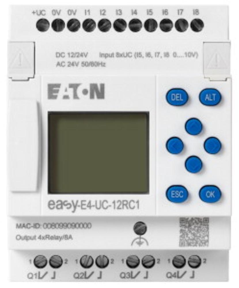 przekaźnik program.EASY-E4-UC-12RC1 easyE4 12-24VDC, 24VAC, 8DI(4AI), 4DO-R, z wyśw.