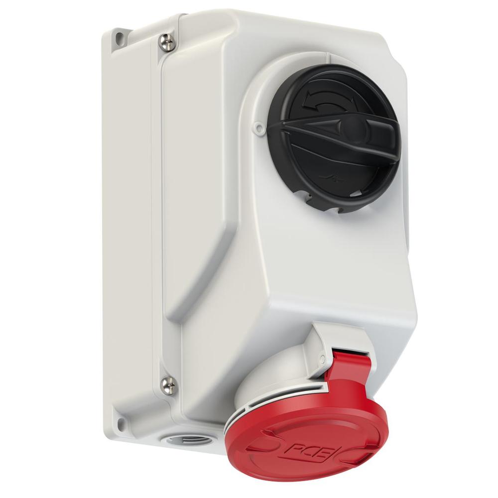 gniazdo z wyłącznikiem 0-1 duże blokada mechaniczna 32A 400V 3P+Z+N IP44