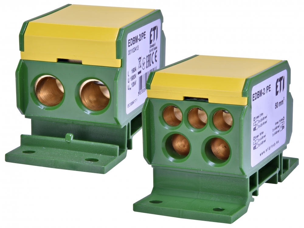 blok rozdzielczy EDBM-2/PE160A (2x4-50mm2/2x4-35mm2+3x2,5-25mm2) żółto-zielony