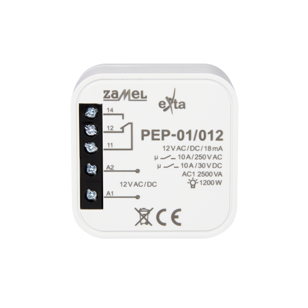 przekaźnik elektromag. dopuszkowy 12VAC/DC, 10A TYP: PEP-01/012