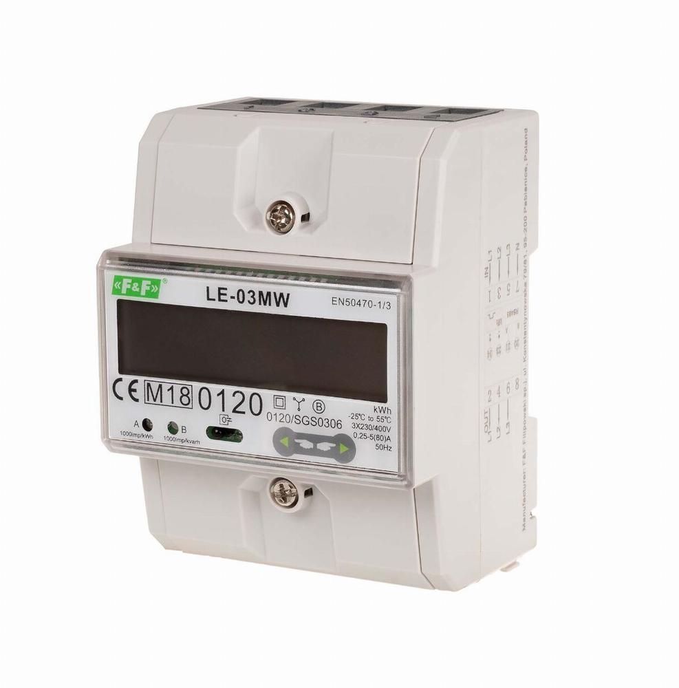 licznik dwutaryfowy energii elektrycznej, 3fazowy, 2-kierunkowy z Modbus RTU, do pomairu bezpośredniego
