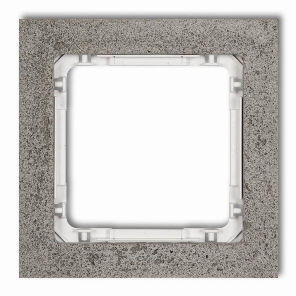ramka uniwersalna pojedyncza - beton (ramka: ciemnoszary; spód: biały)