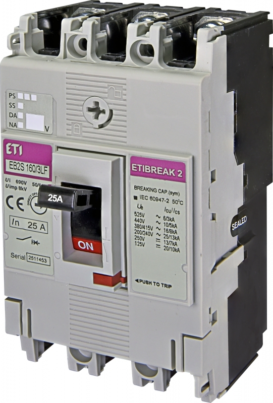 EB2S 160/3LF 25A 3p Wyłącznik mocy 3P, 16kA, wyzw. TM (bez regulacji)