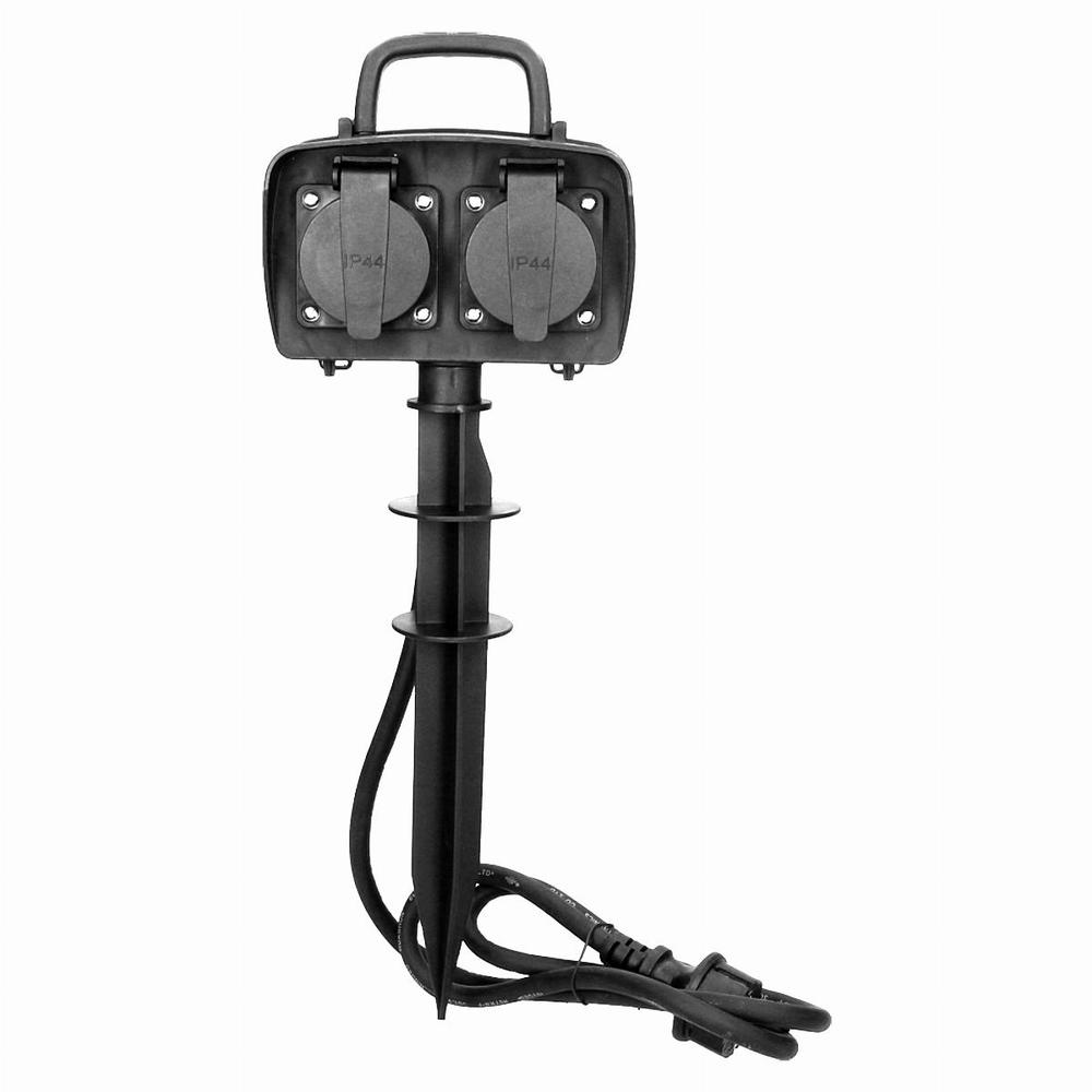 gniazdo ogrodowe 2x2P+Z, IP44, przewód 1,5m H07RN-F 3x1,5mm2