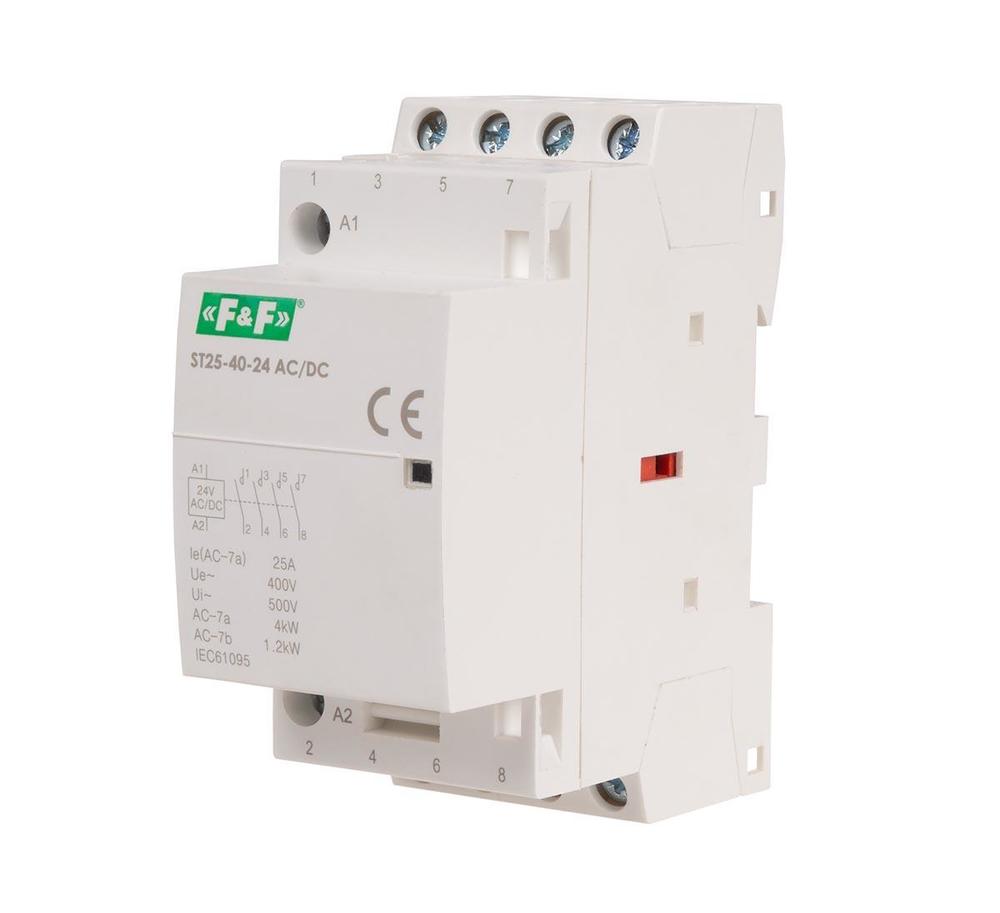Stycznik modułowy, montaż na szynie, styki 4xNO, 25A, 24V DC