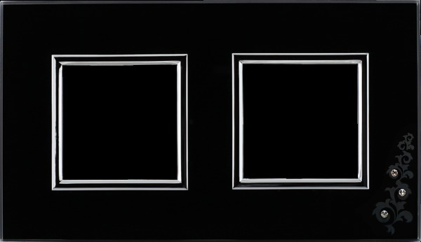 ramka 2-kr. BLACK GLASS MS1 mrożenie+3kryształki Swarovski