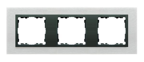 SIMON 82 NATURE ramka 3-kr. metal Inox mat/pierścień grafit