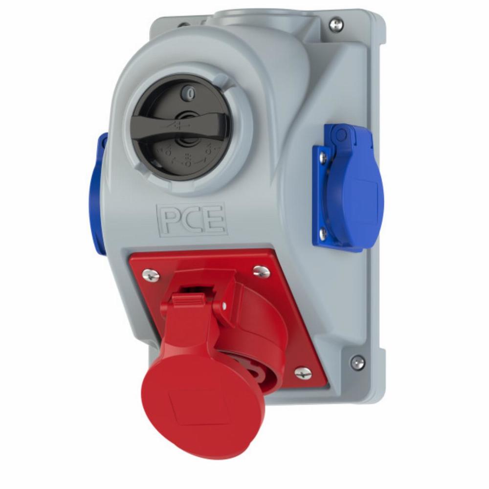 gniazdo z wylacznikiem " COMBO-POL" 32A 400V 3P+Z+N, gniazda 2x230V, wył. L-O-P