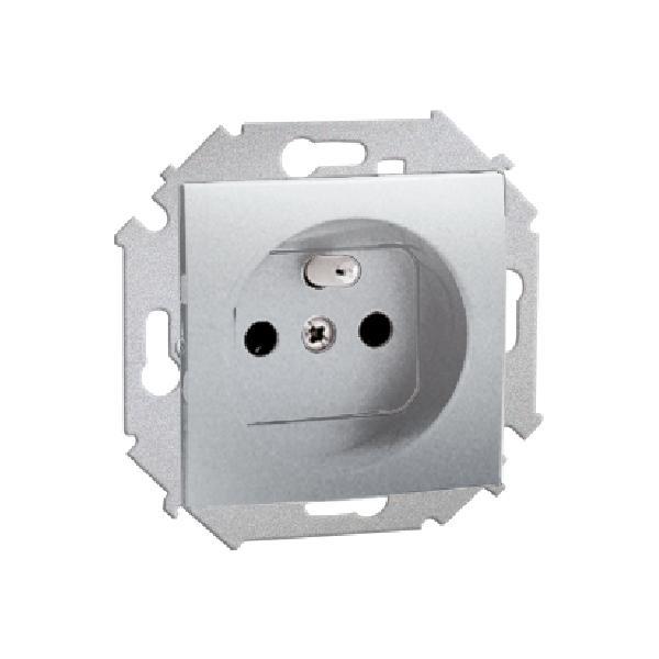 SIMON 15 gniazdo pojedyncze z/uz. zaciski śrubowe 16A 250V (moduł) aluminium (met.)